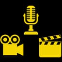 Icons related to entertainment media. Video Camera, Microphone, Clapperboard.