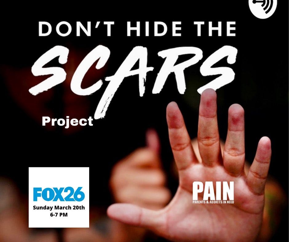 Don't Hide the Scars banner with FOX26 special air date.