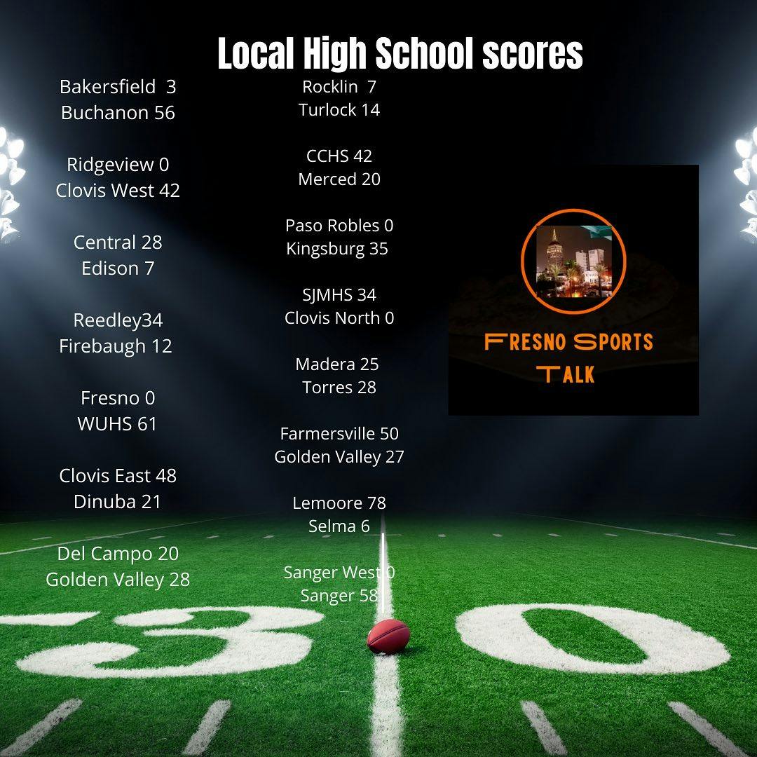 Scores from local high school football matches.