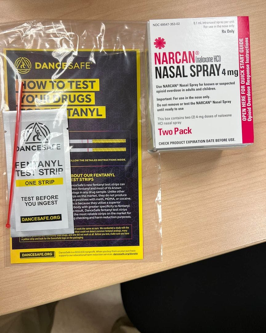 Close-up picture of a package of Narcan.